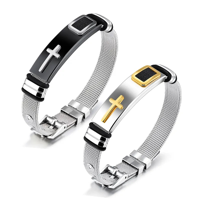 The Gilded Mesh Stainless Steel Mesh Cross Bracelet view 2