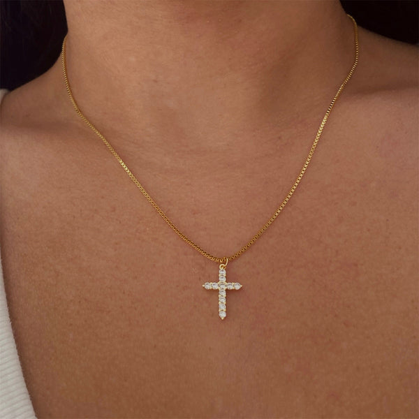 The Illuminated Cross Stainless Steel Zircon Cross Necklace view 4