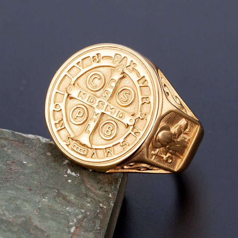 The Benedictine Ring Stainless Steel Saint Benedict Ring view 4