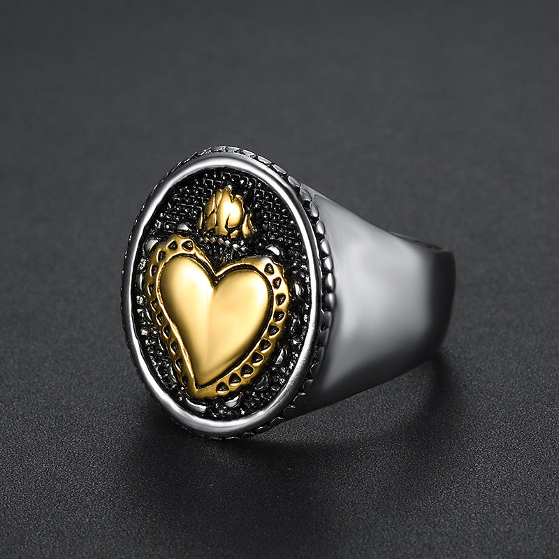 The Sacred Heart Signet Stainless Steel Sacred Heart Ring view 6