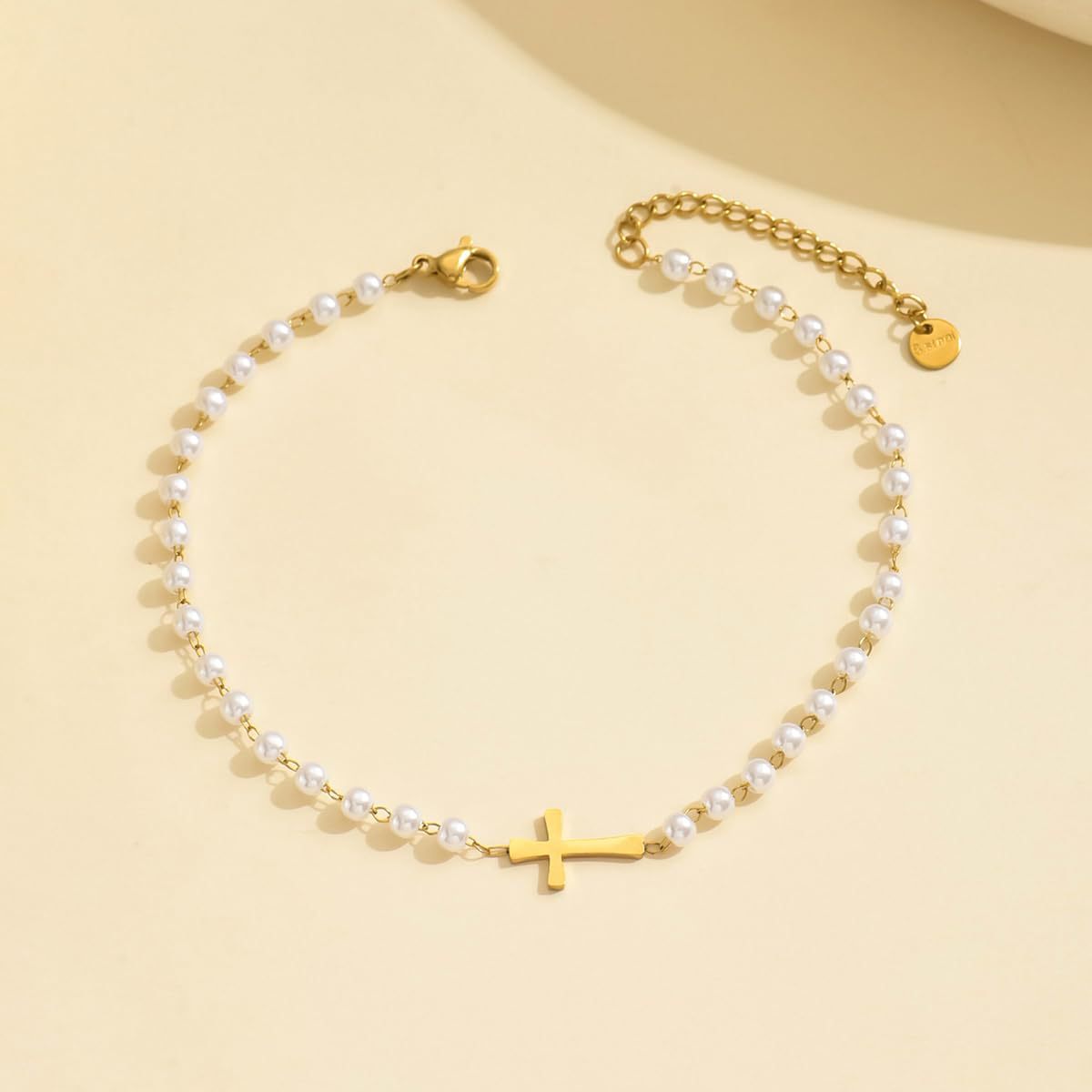 The Serene Strand imitation pearl cross bracelet view 5