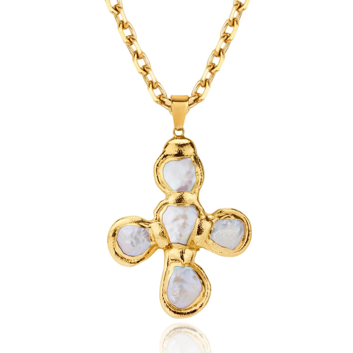 The Gilded Journey Cross Stainless Steel Mixed Gem Cross Necklace view 12