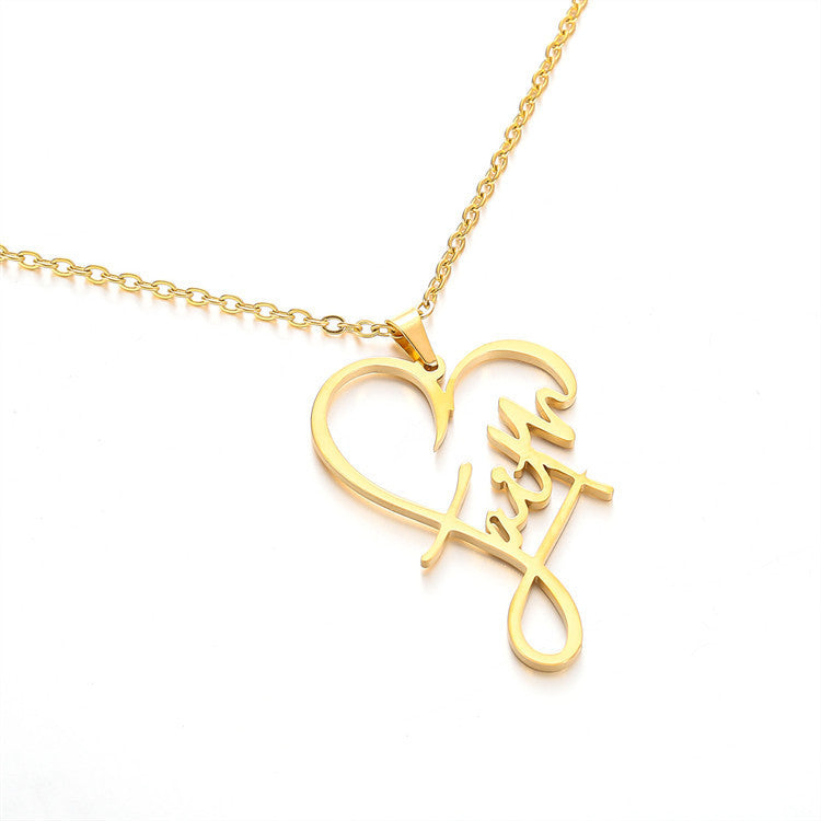 The Faithful Script Stainless Steel Faith Script Necklace Bracelet view 5
