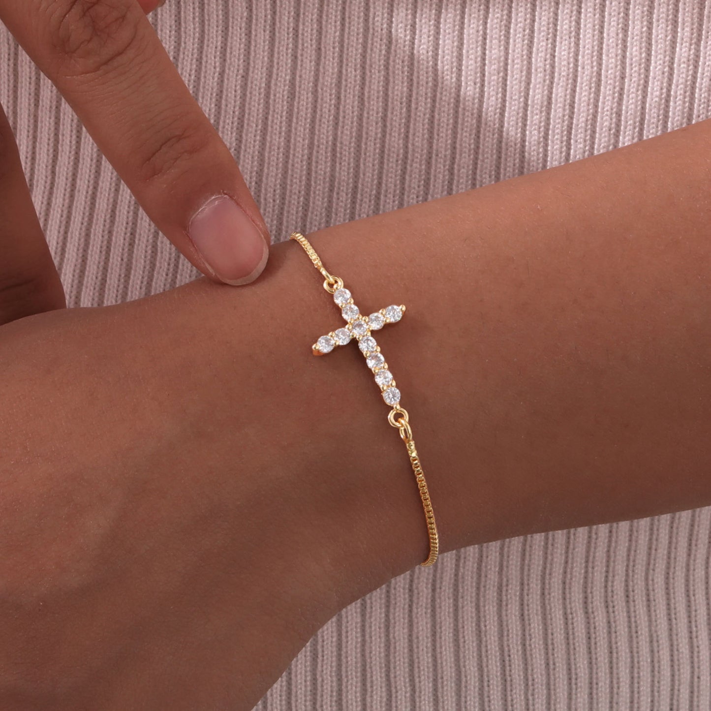 The Celestial Bond - Gold Cross Bracelet