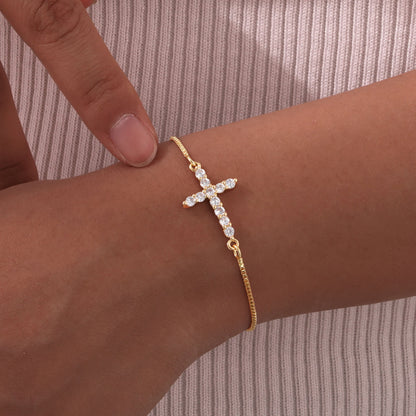 The Celestial Bond - Gold Cross Bracelet