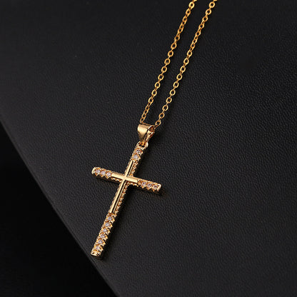 The Sovereign Light - Gold Cross Necklace with Crystals