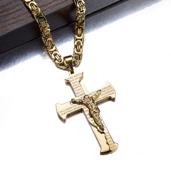 The Reverent Prayer Stainless Steel Crucifix Prayer Necklace view 2