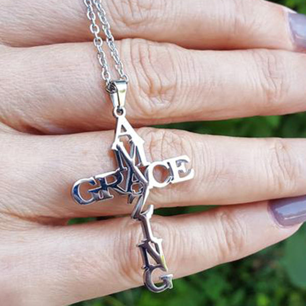 The Graced Cross Stainless Steel Amazing Grace Cross Necklace view 5