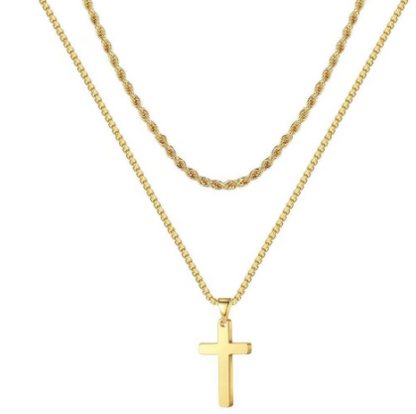 The Steadfast Cross Stainless Steel Layered Cross Necklace view 4