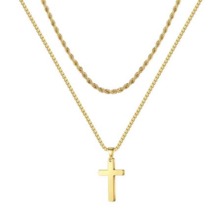 The Steadfast Cross Stainless Steel Layered Cross Necklace view 4