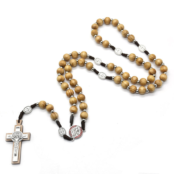 The Benedictine Rosary Wooden Bead Rosary Necklace