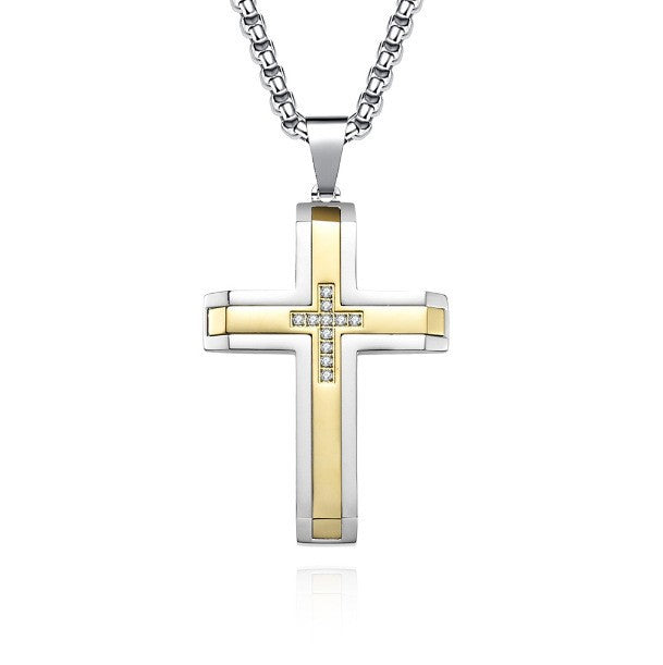 The Modern Cross Men's Stainless Steel Cross Necklace view 8