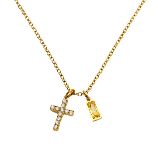 The Gilded Devotion Stainless Steel Cross Choker Necklace view 4