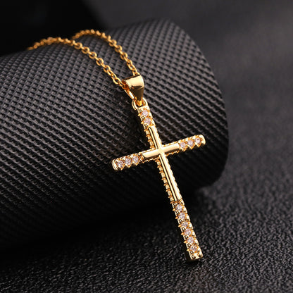 The Sovereign Light - Gold Cross Necklace with Crystals