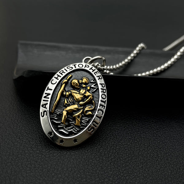 The Voyager's Protector Stainless Steel St Christopher Necklace view 4