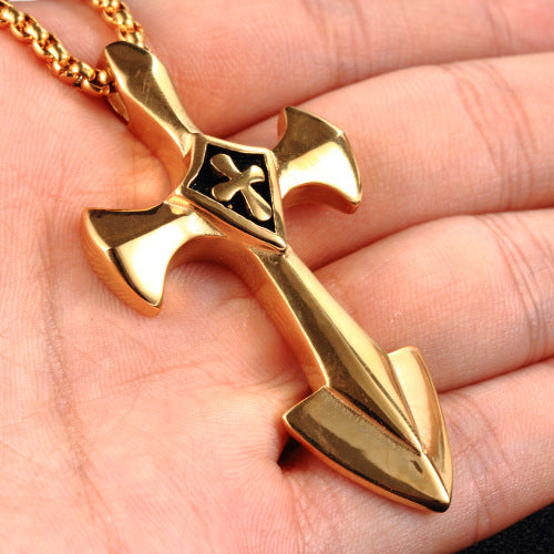 The Valiant Cross Men's Stainless Steel Cross Pendant view 2