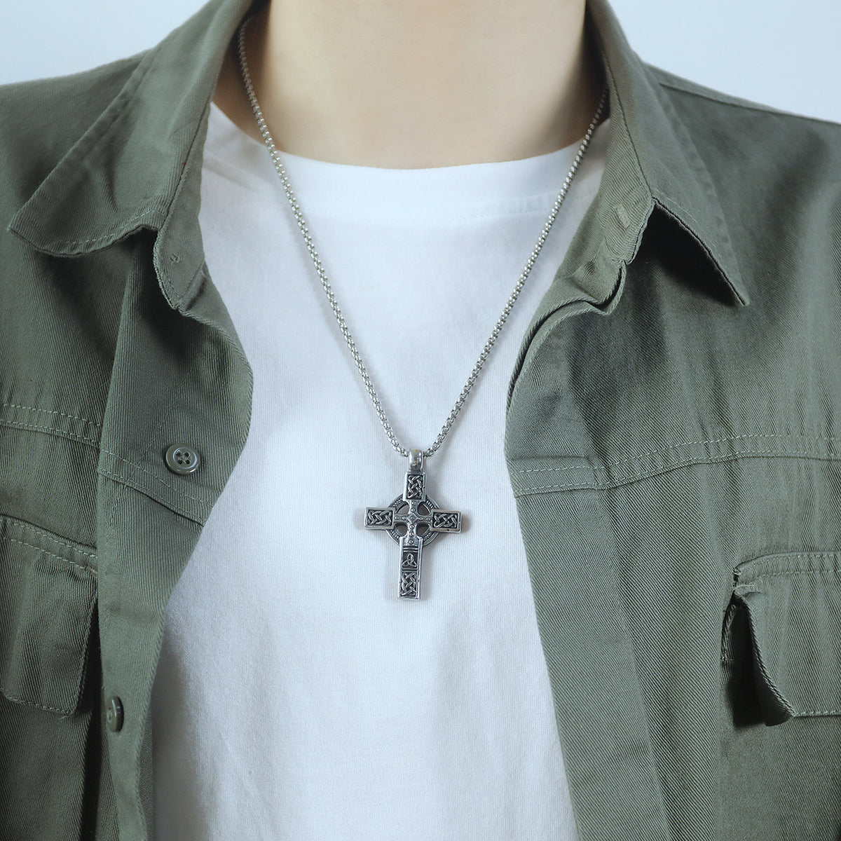 The Ancient Cross Stainless Steel Celtic Cross Necklace view 5