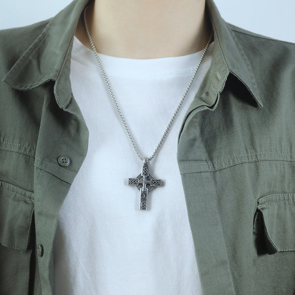 The Ancient Cross Stainless Steel Celtic Cross Necklace view 5