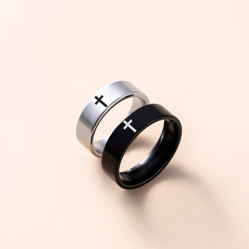 The Steadfast Bond Stainless Steel Cross Couple Rings view 4