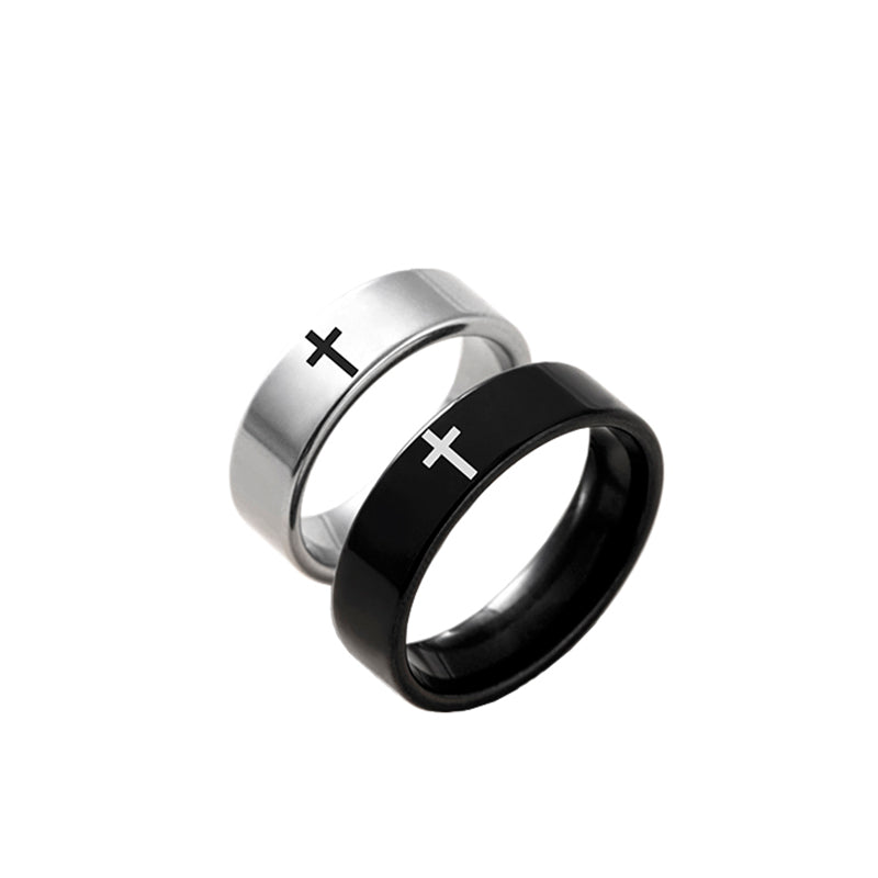 The Steadfast Bond Stainless Steel Cross Couple Rings view 2