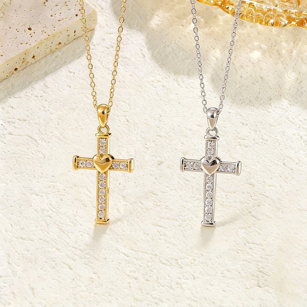 The Enduring Heart Cross Stainless Steel Heart Cross Necklace