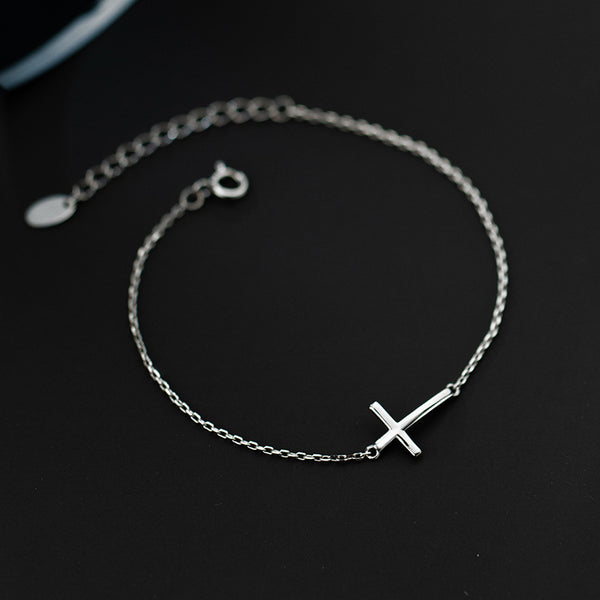 The Graceful Cross 925 sterling silver sideways cross bracelet [orig]