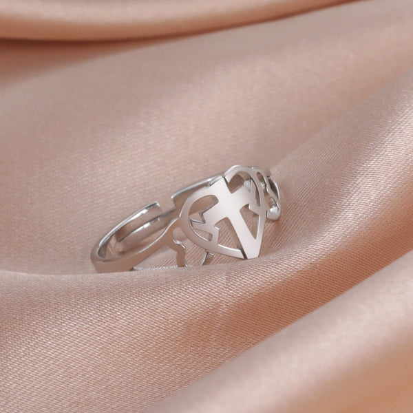 The Open Heart Cross Stainless Steel Heart Cross Ring view 6 [orig] [hide]