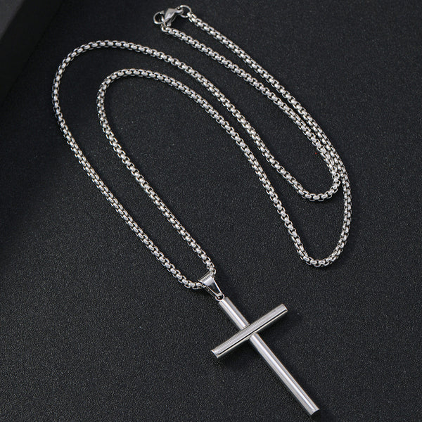 The Polished Cross Stainless Steel Beveled Cross Necklace view 3 [orig]