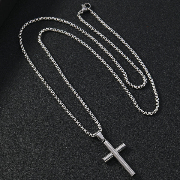 The Polished Cross Stainless Steel Beveled Cross Necklace view 4 [orig]