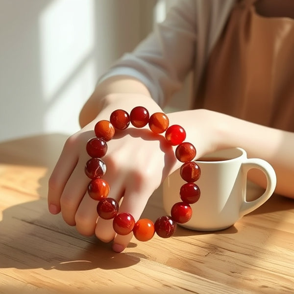The Prayerful Agate Red Agate Bead Bracelet view 2 [orig] [hide]