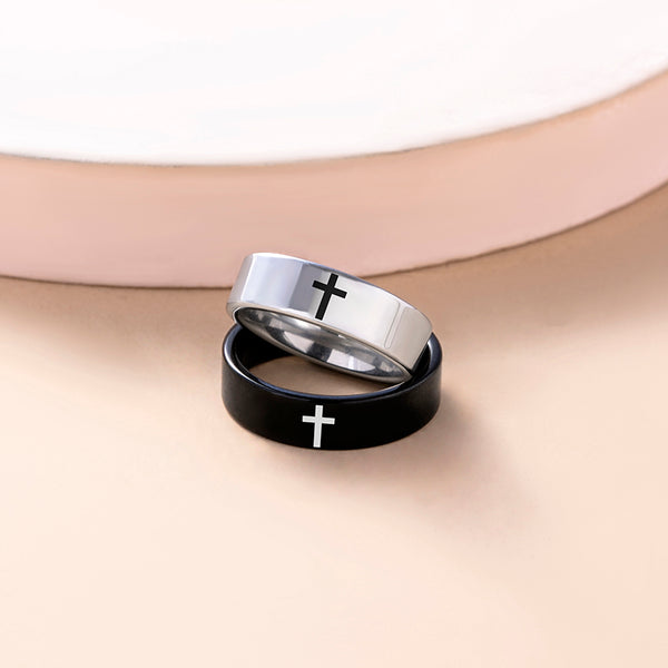 The Steadfast Bond Stainless Steel Cross Couple Rings view 5 [orig] [hide]