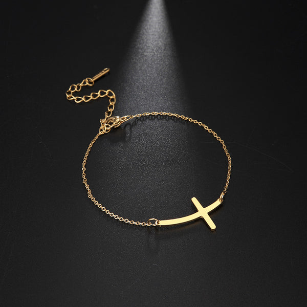 The Subtle Cross Stainless Steel Sideways Cross Bracelet [orig]
