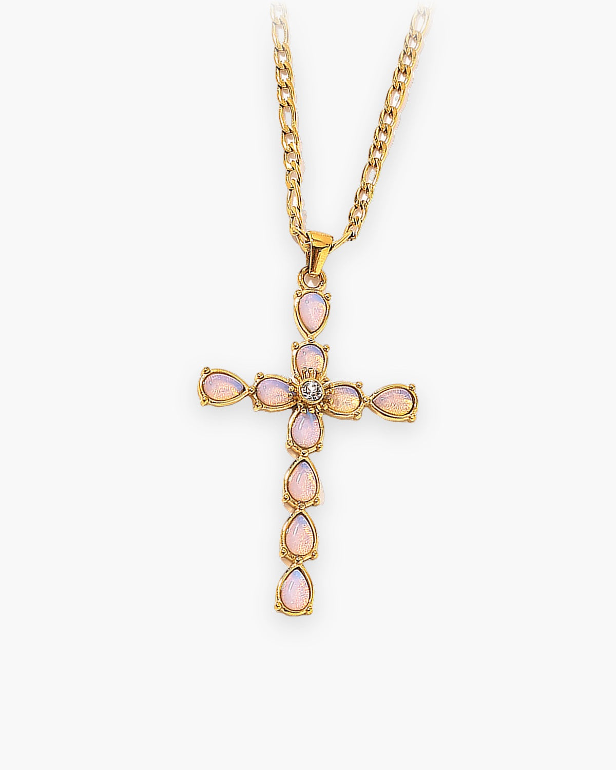 The Adorned Cross, Small Pink Teardrop Cross