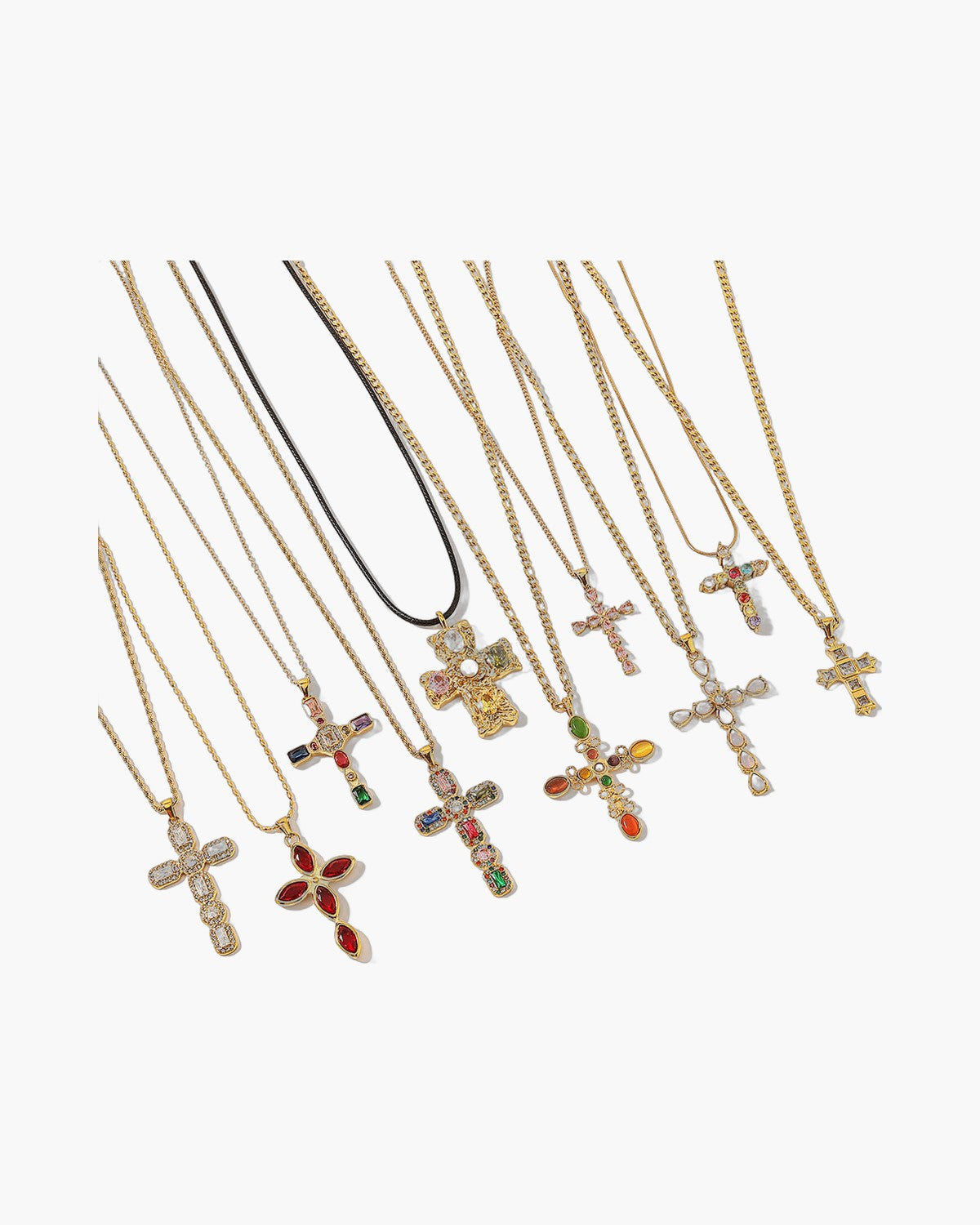 The Adorned Cross Stainless Steel Cross Crystal Necklace view 3