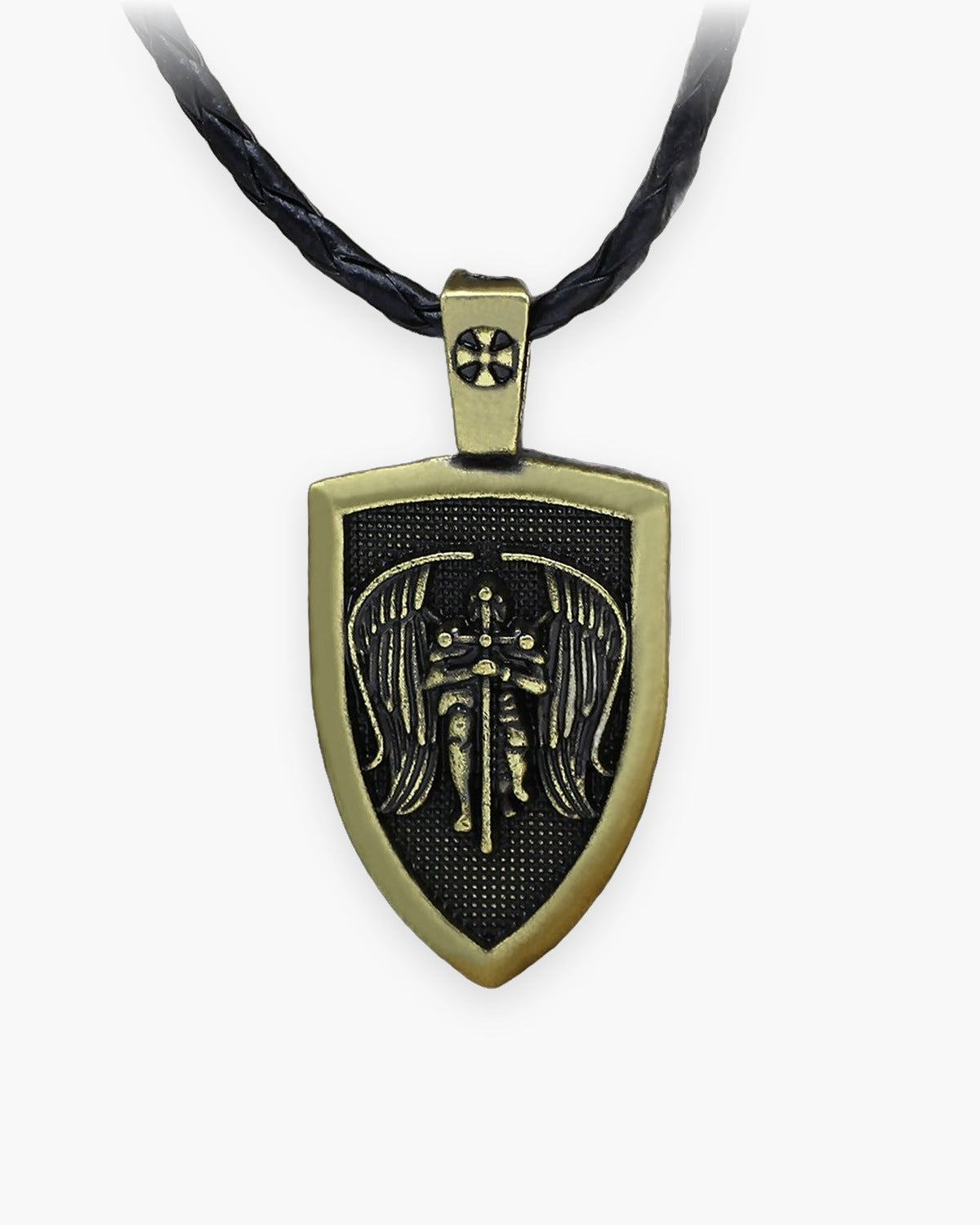 The Archangel Michael Shield in folded wings / bronze, front view [c:bronze]