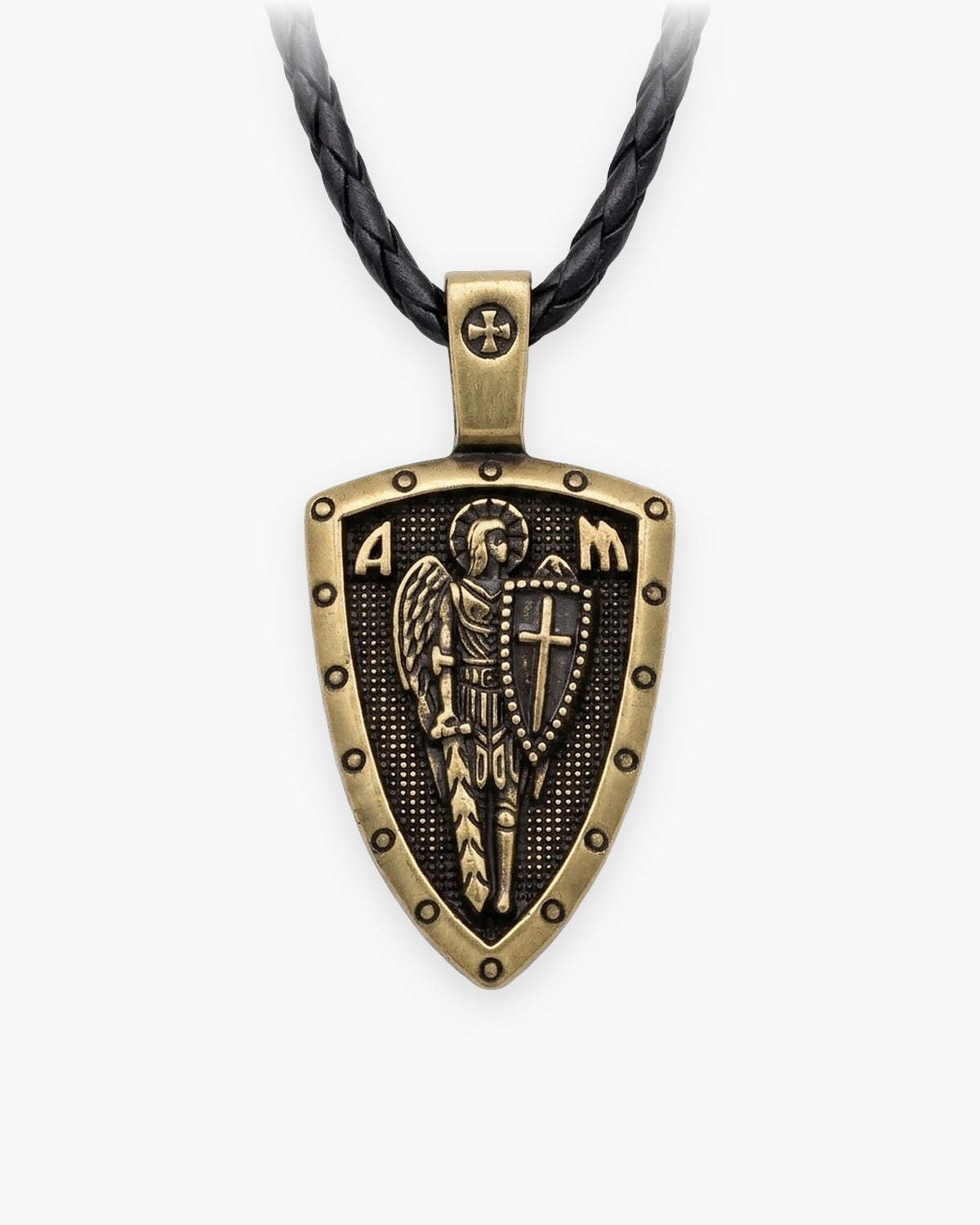 The Archangel Michael Shield in studded shield / bronze, front view [c:bronze]