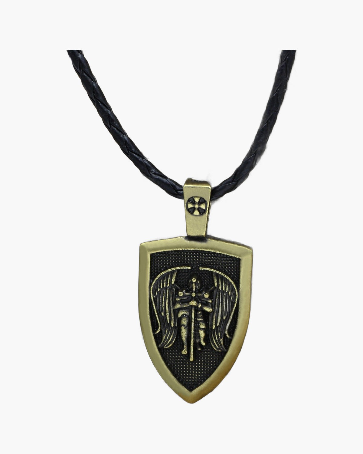 The Archangel Michael Shield, Saint Michael the Archangel Shield Pendant on Braided Cord, view 6