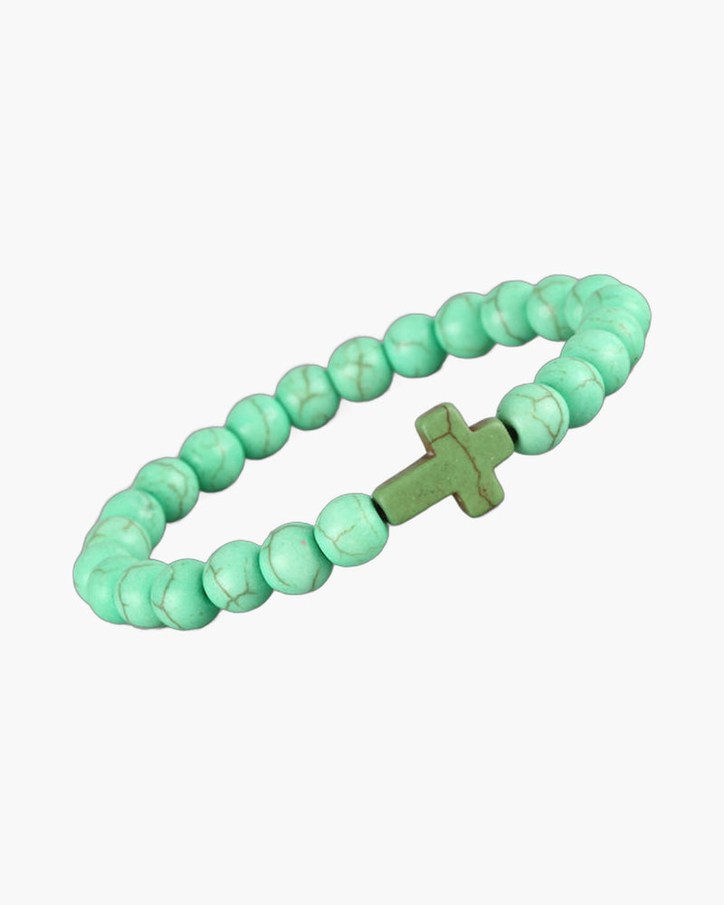 The Beaded Cross Natural Stone Cross Bracelet view 3