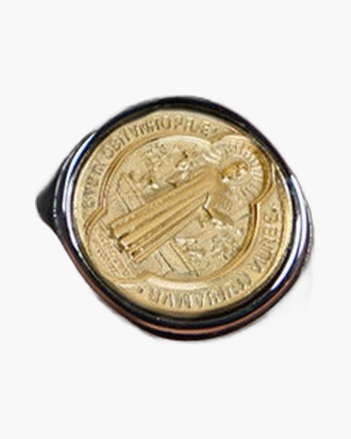 The Benedict Signet, Two-Tone Saint Benedict Medal Signet Ring, view 4