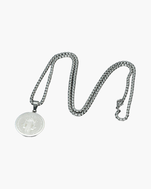 The Benedictine Medal Stainless Steel Saint Benedict Necklace view 3