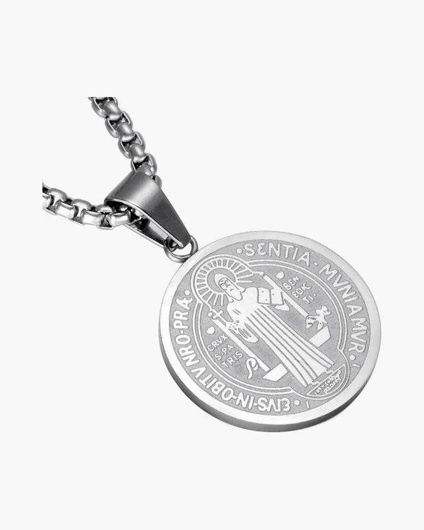 The Benedictine Medal Stainless Steel Saint Benedict Necklace