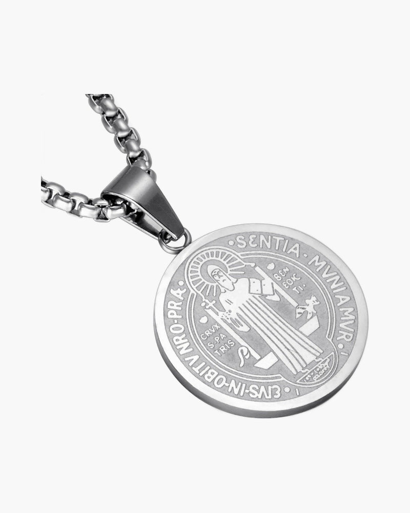 The Benedictine Medal Stainless Steel Saint Benedict Necklace