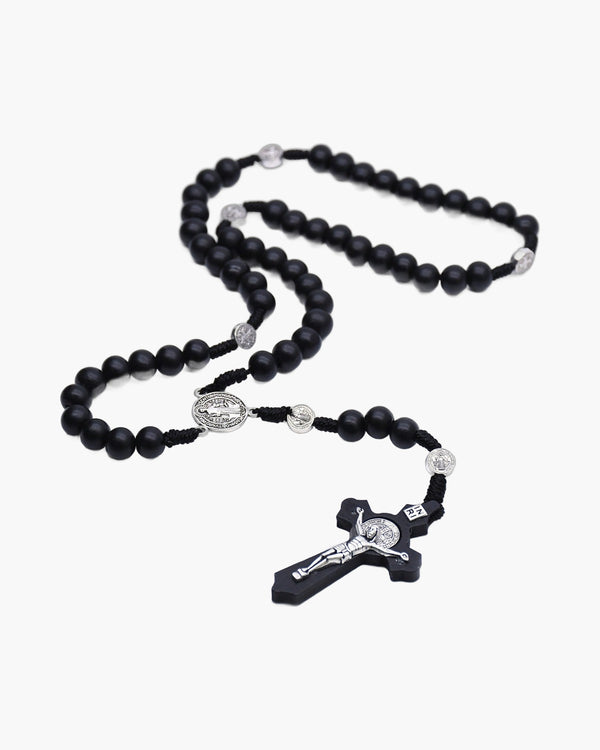 The Benedictine Path Black Wooden Rosary Necklace view 8