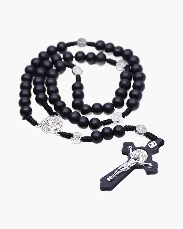 The Benedictine Path Black Wooden Rosary Necklace view 6