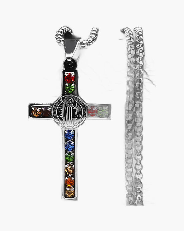 The Benedictine Radiance Stainless Steel St Benedict Cross Necklace view 5