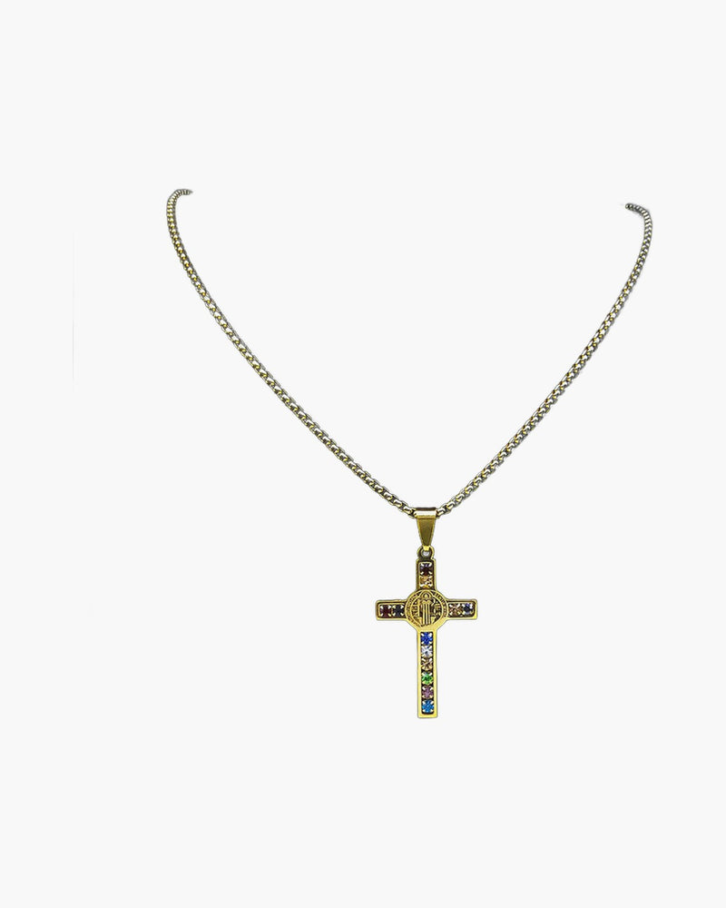 The Benedictine Radiance Stainless Steel St Benedict Cross Necklace view 3