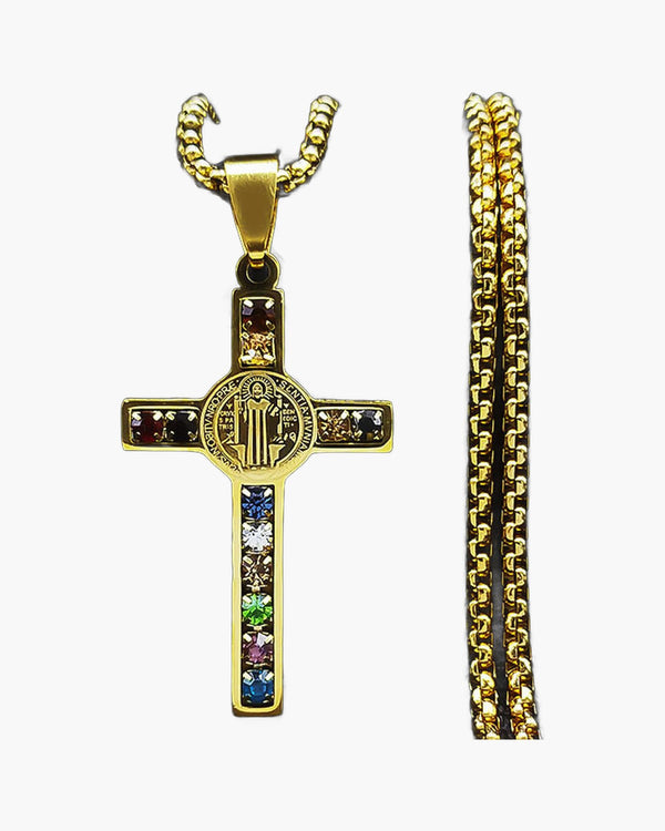 The Benedictine Radiance Stainless Steel St Benedict Cross Necklace view 4