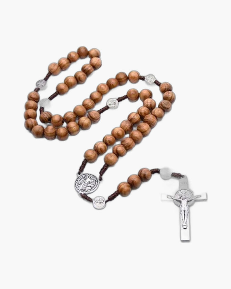The Benedictine Rosary Wooden Bead Rosary Necklace view 2