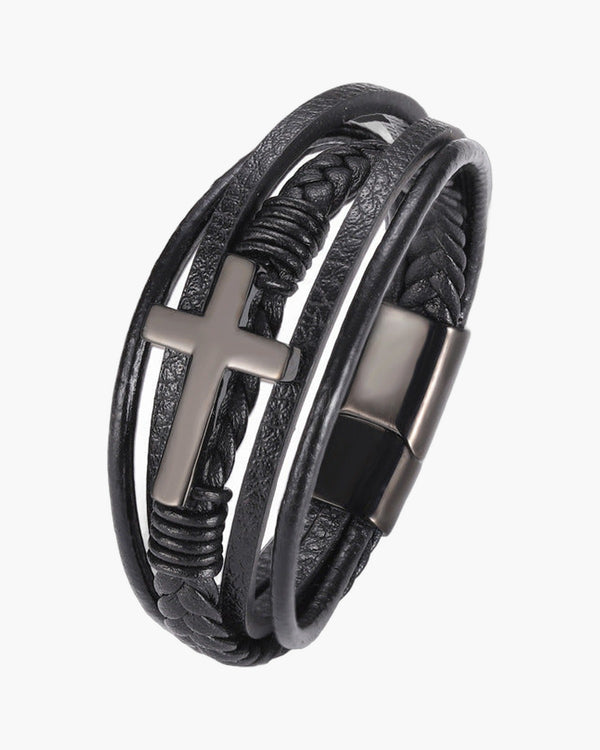 The Braided Devotion Multi-layer Braided Cross Bracelet