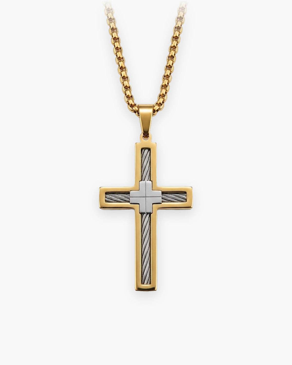 The Cable Cross in gold, front view [c:gold]